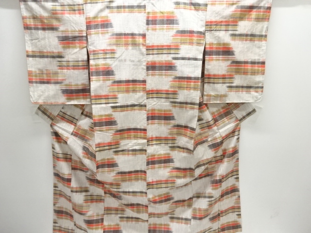 JAPANESE KIMONO / UNUSED / SILK / HAND WOVEN TSUMUGI / KASURI PATTERN